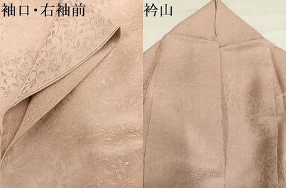 平和屋着物●上質な色無地　草花地紋　洗柿色　正絹　逸品　AABI7416ph