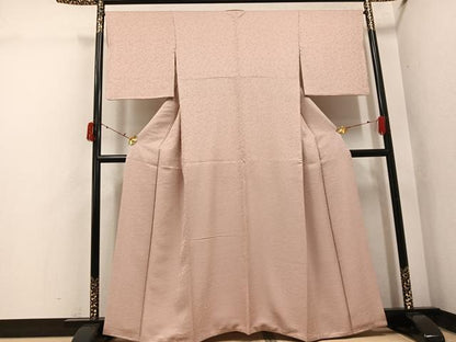 平和屋着物●上質な色無地　草花地紋　洗柿色　正絹　逸品　AABI7416ph