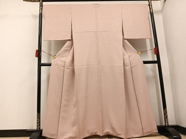 平和屋着物●上質な色無地　草花地紋　洗柿色　正絹　逸品　AABI7416ph