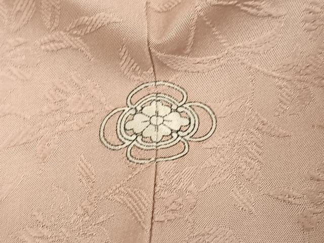 平和屋着物●上質な色無地　草花地紋　洗柿色　正絹　逸品　AABI7416ph