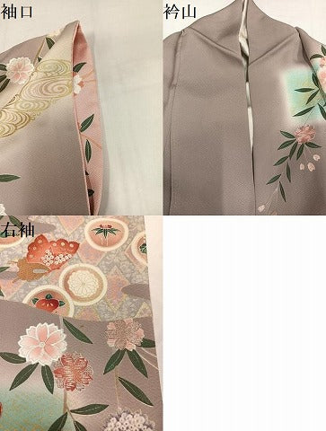 平和屋着物●豪華振袖　花蝶文　暈し染め　金銀彩　正絹　逸品　AABI7418ph