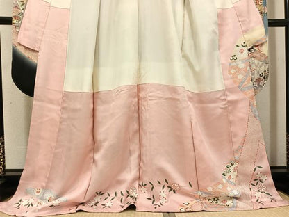 平和屋着物●豪華振袖　花蝶文　暈し染め　金銀彩　正絹　逸品　AABI7418ph