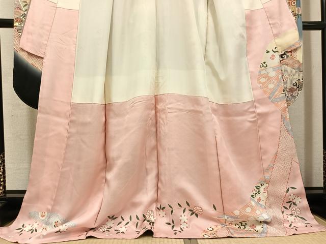 平和屋着物●豪華振袖　花蝶文　暈し染め　金銀彩　正絹　逸品　AABI7418ph