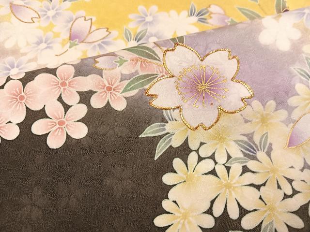 平和屋着物●豪華振袖　駒刺繍　舞花文　暈し染め　金彩　正絹　逸品　AABI7420ph