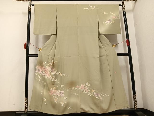 平和屋着物●訪問着　友禅　作家物　枝花文　暈し染め　正絹　逸品　AABI7421ph