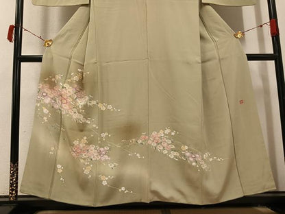 平和屋着物●訪問着　友禅　作家物　枝花文　暈し染め　正絹　逸品　AABI7421ph