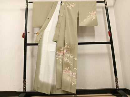 平和屋着物●訪問着　友禅　作家物　枝花文　暈し染め　正絹　逸品　AABI7421ph