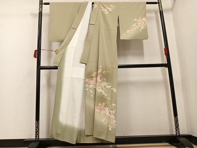 平和屋着物●訪問着　友禅　作家物　枝花文　暈し染め　正絹　逸品　AABI7421ph