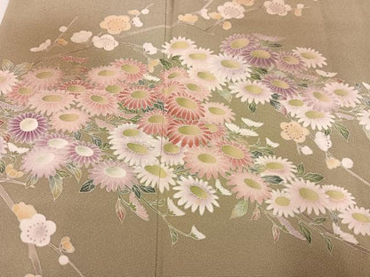 平和屋着物●訪問着　友禅　作家物　枝花文　暈し染め　正絹　逸品　AABI7421ph