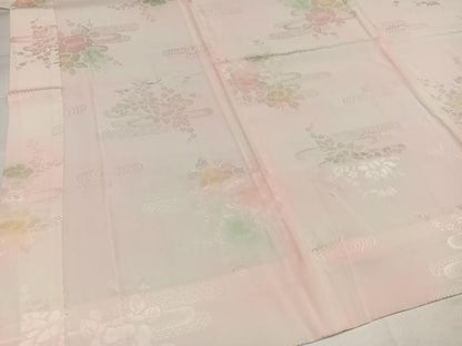 平和屋着物●振袖用長襦袢　無双仕立て　草花地紋　暈し染め　正絹　逸品　未使用　AABI7423ph