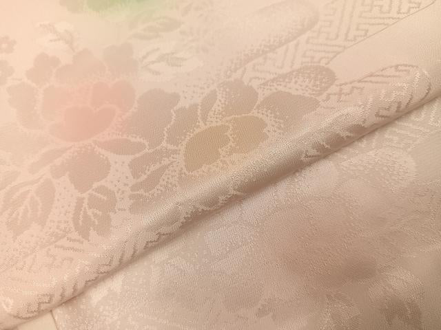 平和屋着物●振袖用長襦袢　無双仕立て　草花地紋　暈し染め　正絹　逸品　未使用　AABI7423ph