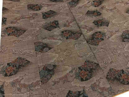平和屋着物●本場大島紬　カタス7マルキ　雲重ね地紙花文　正絹　逸品　AABI7424ph