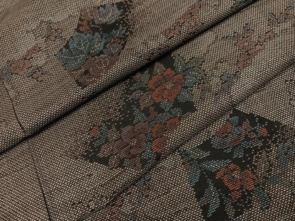 平和屋着物●本場大島紬　カタス7マルキ　雲重ね地紙花文　正絹　逸品　AABI7424ph