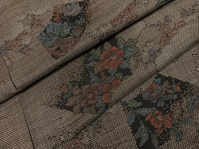 平和屋着物●本場大島紬　カタス7マルキ　雲重ね地紙花文　正絹　逸品　AABI7424ph