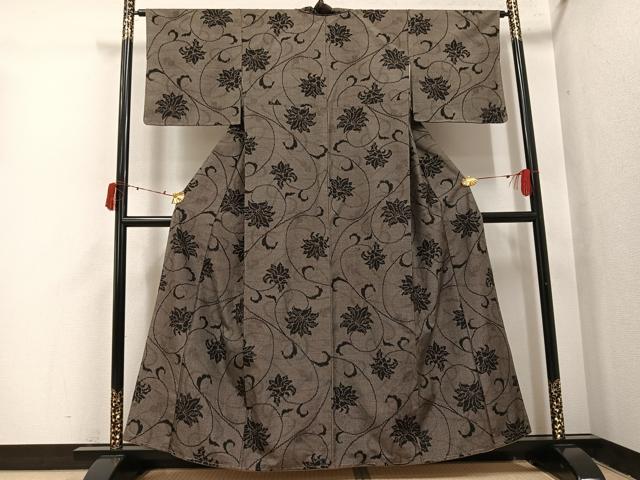 平和屋着物●上質な紬　花唐草文　正絹　逸品　未使用　AABI7425ph