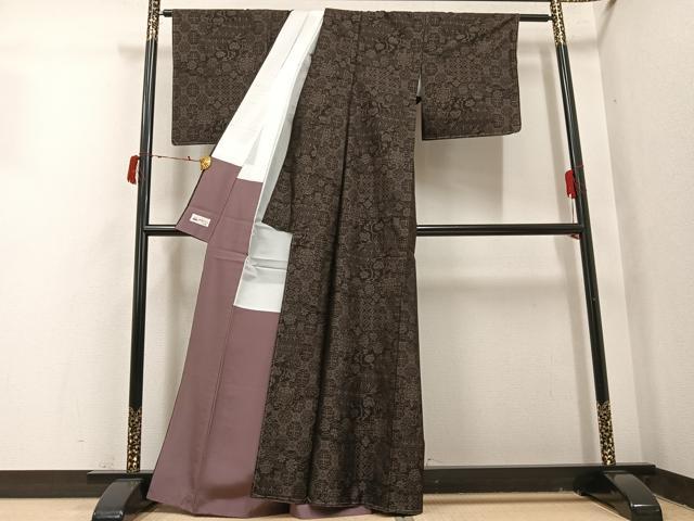 平和屋着物●本場大島紬　更紗唐草文　やまと誂製　正絹　逸品　未使用　AABI7427ph