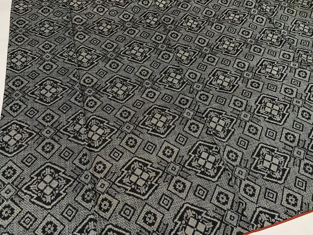 平和屋着物●本場大島紬　割込み絣　松皮菱文　正絹　逸品　AABI7430ph