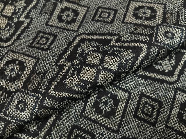 平和屋着物●本場大島紬　割込み絣　松皮菱文　正絹　逸品　AABI7430ph