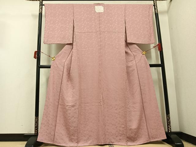 平和屋着物●上質な色無地　クローバー地紋　ときがら茶色　正絹　逸品　AABI7431ph