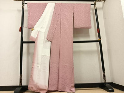 平和屋着物●上質な色無地　クローバー地紋　ときがら茶色　正絹　逸品　AABI7431ph