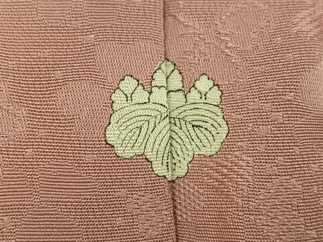 平和屋着物●上質な色無地　クローバー地紋　ときがら茶色　正絹　逸品　AABI7431ph