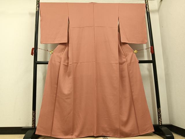 平和屋着物●上質な色無地　ときがら茶色　正絹　逸品　未使用　AABI7435ph