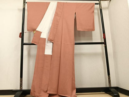 平和屋着物●上質な色無地　ときがら茶色　正絹　逸品　未使用　AABI7435ph