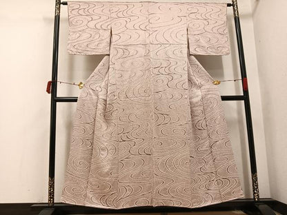 平和屋着物●上質な小紋　絞り　流水文　正絹　逸品　AABI7438ph