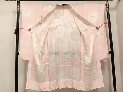 平和屋着物●振袖用長襦袢　無双仕立て　花地紋　暈し染め　正絹　逸品　AABI7439ph