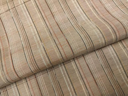 平和屋着物●阿仙薬染絣　綾音格子　渡源織物謹製　反端付き　正絹　逸品　未使用　AABI7446ph