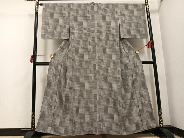 平和屋着物●上質な小紋　お召地　幾何学文様　正絹　逸品　AABI7447ph