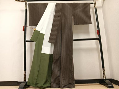 平和屋着物●上質な紬　間道　正絹　逸品　未使用　AABI7449ph
