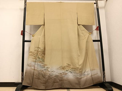 平和屋着物●色留訪問着　刺繍　浜松笹舟文　暈し染め　金糸　正絹　逸品　AABI7452ph