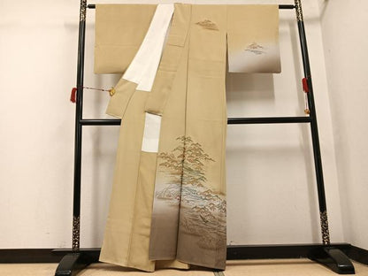 平和屋着物●色留訪問着　刺繍　浜松笹舟文　暈し染め　金糸　正絹　逸品　AABI7452ph