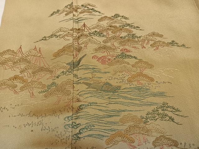 平和屋着物●色留訪問着　刺繍　浜松笹舟文　暈し染め　金糸　正絹　逸品　AABI7452ph