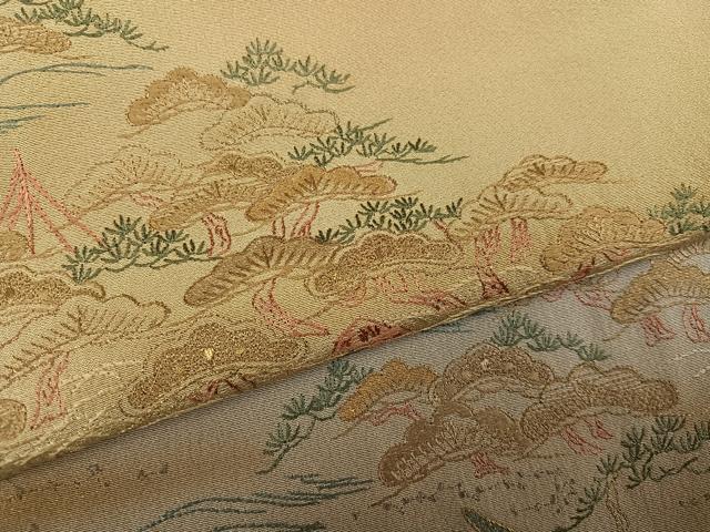 平和屋着物●色留訪問着　刺繍　浜松笹舟文　暈し染め　金糸　正絹　逸品　AABI7452ph