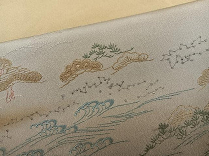 平和屋着物●色留訪問着　刺繍　浜松笹舟文　暈し染め　金糸　正絹　逸品　AABI7452ph