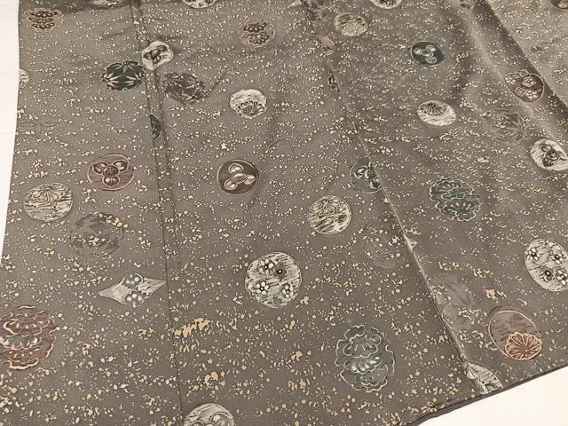 平和屋着物●上質な小紋　ろうけつ染　地紋起こし　草花文　正絹　逸品　AABI7458ph