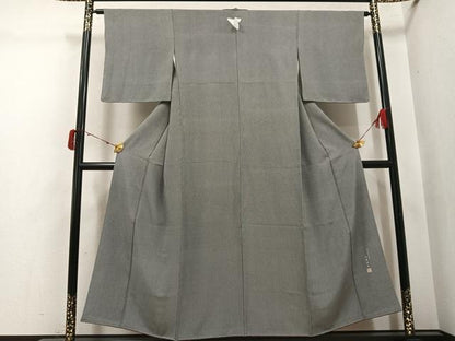 平和屋着物●伝統工芸士　廣瀬雄望　江戸小紋　万筋　黒色×灰色　正絹　逸品　AABI7462ph