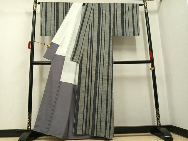 平和屋着物●上質な紬　間道　正絹　逸品　AABI7464ph