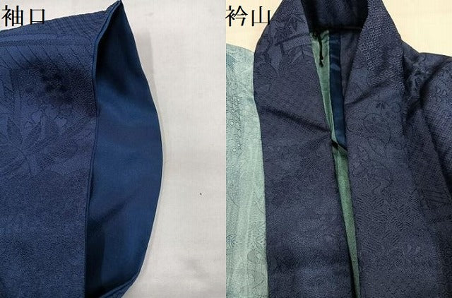 平和屋着物●上質な小紋　更紗草花地紋　暈し染め　胴抜き仕立て　正絹　逸品　AABI7466ph