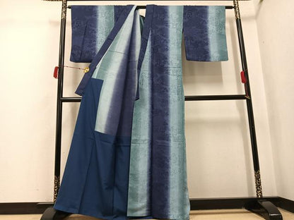 平和屋着物●上質な小紋　更紗草花地紋　暈し染め　胴抜き仕立て　正絹　逸品　AABI7466ph