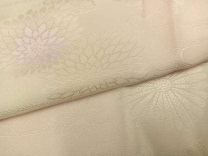 平和屋着物●振袖用長襦袢　袷　草花地紋　暈し染め　半衿刺繍　正絹　逸品　AABI7467ph