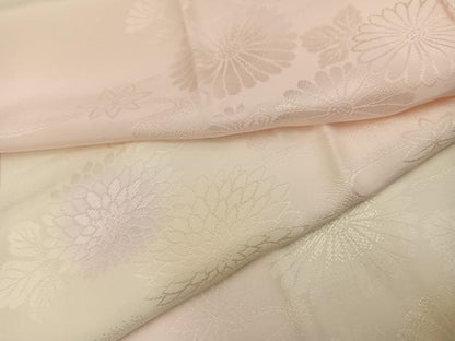 平和屋着物●振袖用長襦袢　袷　草花地紋　暈し染め　半衿刺繍　正絹　逸品　AABI7467ph