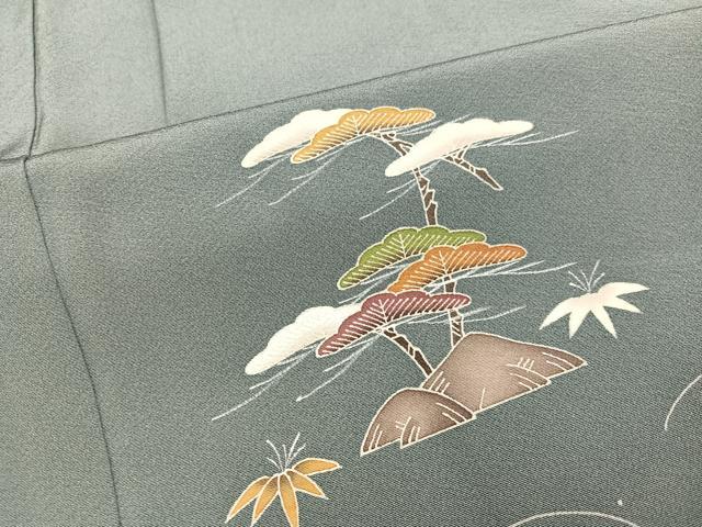 平和屋着物●名門・上野家　上野街子　清染居　訪問着　風景草花文　正絹　逸品　AABI7470ph