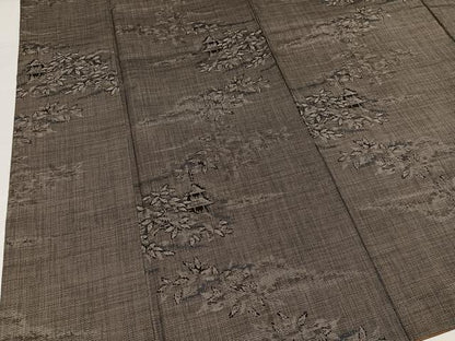 平和屋着物●本場大島紬　カタス9マルキ　風景草木文　正絹　逸品　AABI7472ph