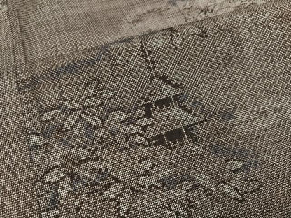 平和屋着物●本場大島紬　カタス9マルキ　風景草木文　正絹　逸品　AABI7472ph