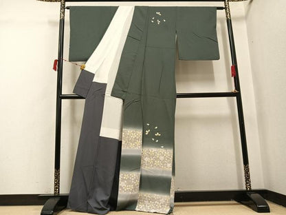 平和屋着物●訪問着　舞桜文　暈し染め　金彩　正絹　逸品　AABI7473ph
