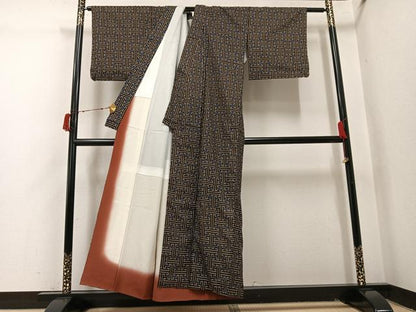 平和屋着物●本場大島紬　龍郷絣　秋名バラ　正絹　逸品　AABI7479ph