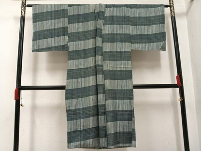 平和屋着物●男性　長襦袢　袷　横段文　正絹　逸品　未使用　AABI7480ph